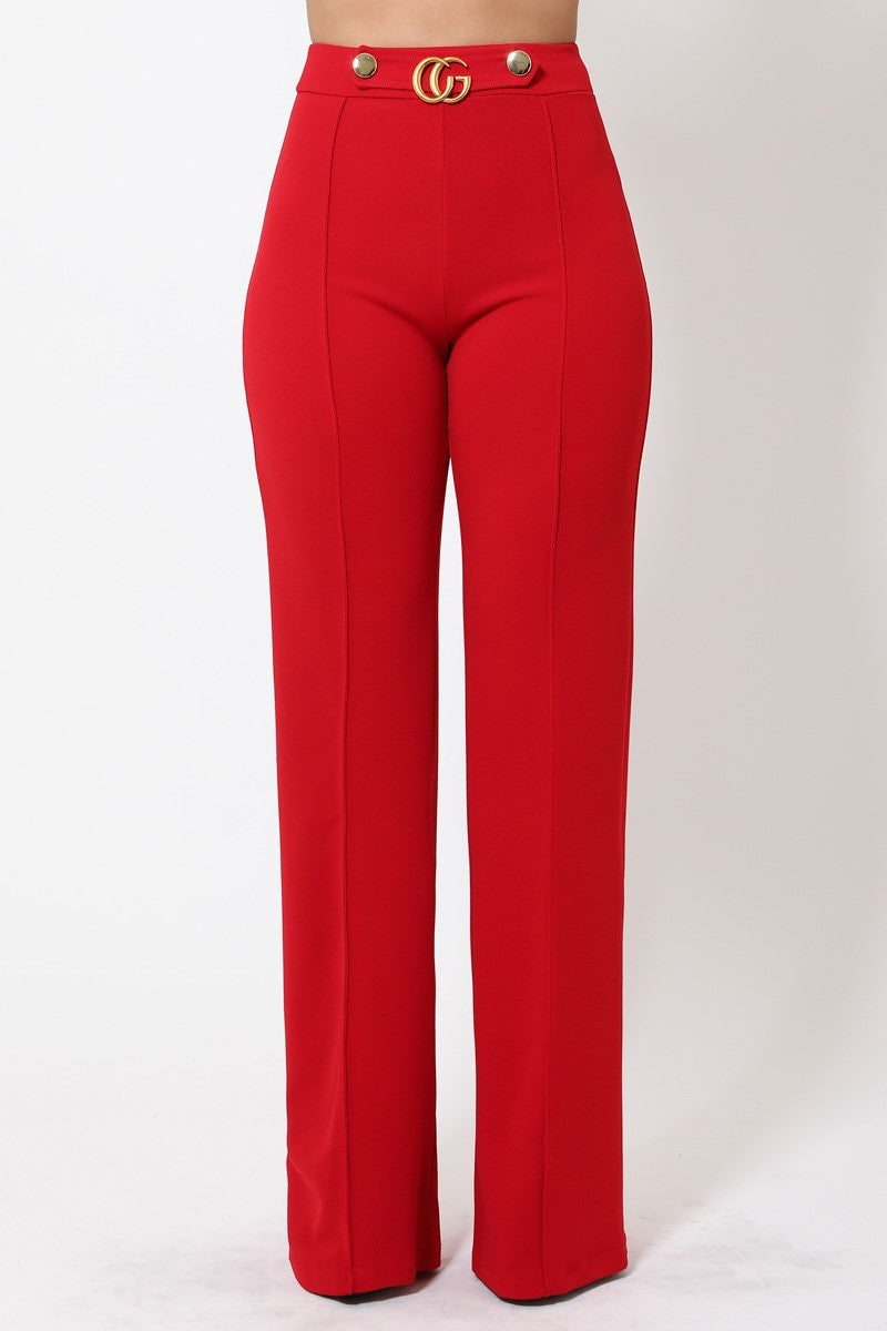 Cg Buckle And Button Detail Pants - Fashion Quality Boutik