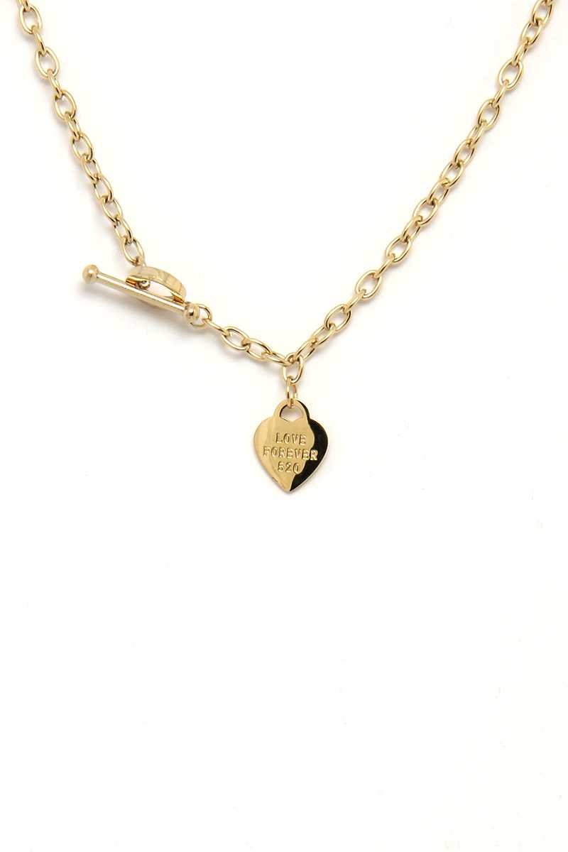 Fashion Heart Pendant Metal Toggle Clasp Necklace - Fashion Quality Boutik