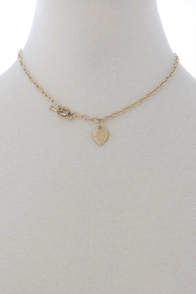 Fashion Heart Pendant Metal Toggle Clasp Necklace - Fashion Quality Boutik