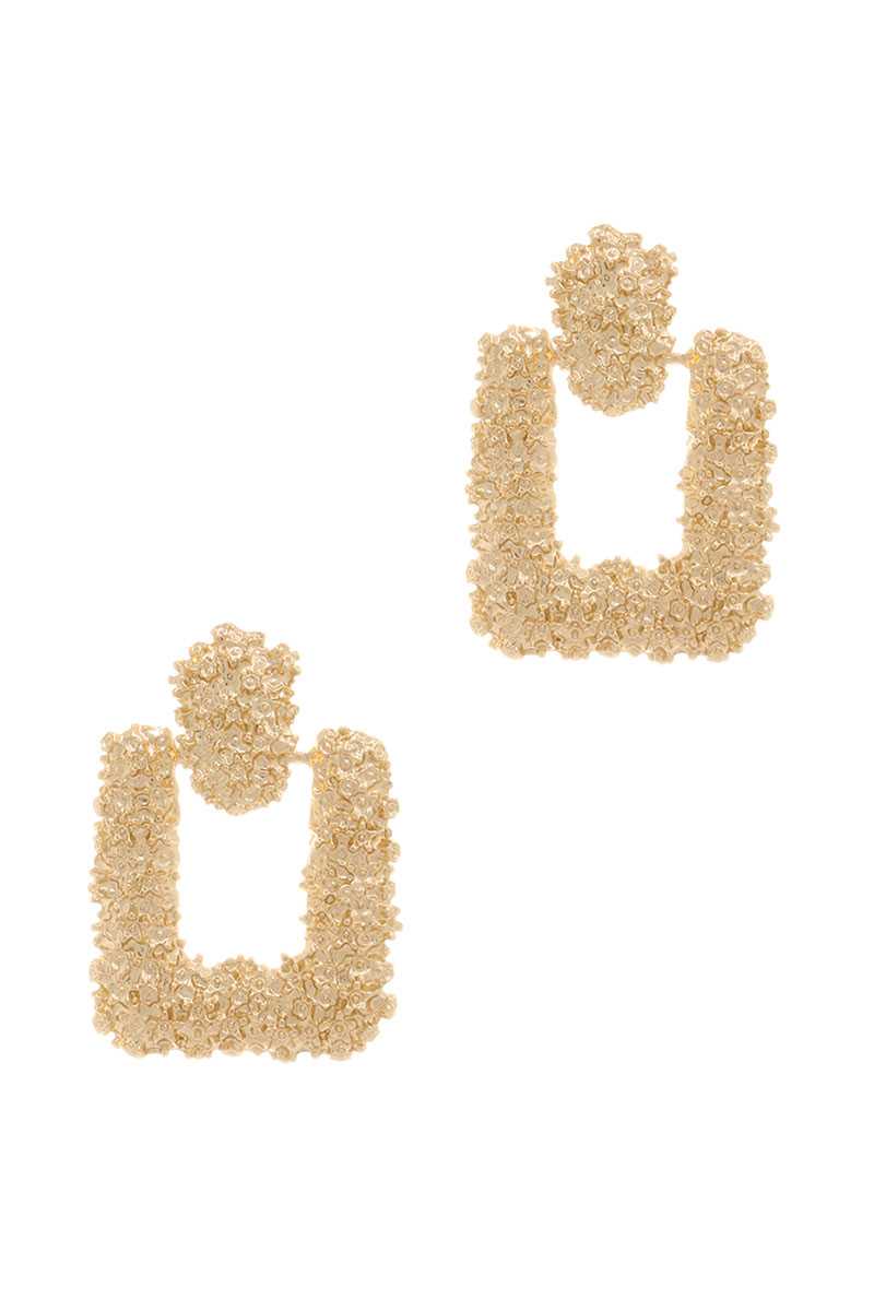 Gold Rectangle Geometric Metal Dangle Statement Drop Earring - Fashion Quality Boutik