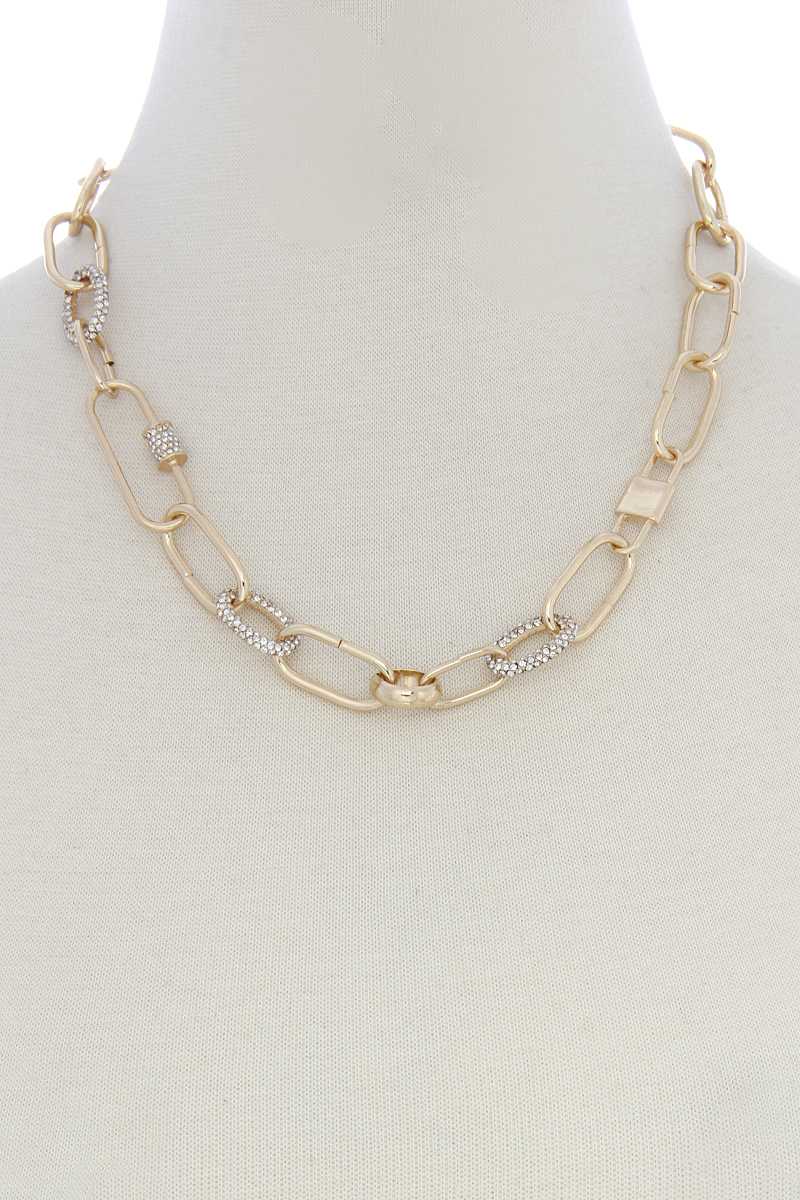 Rhinestone Oval Link Necklace - Fashion Quality Boutik