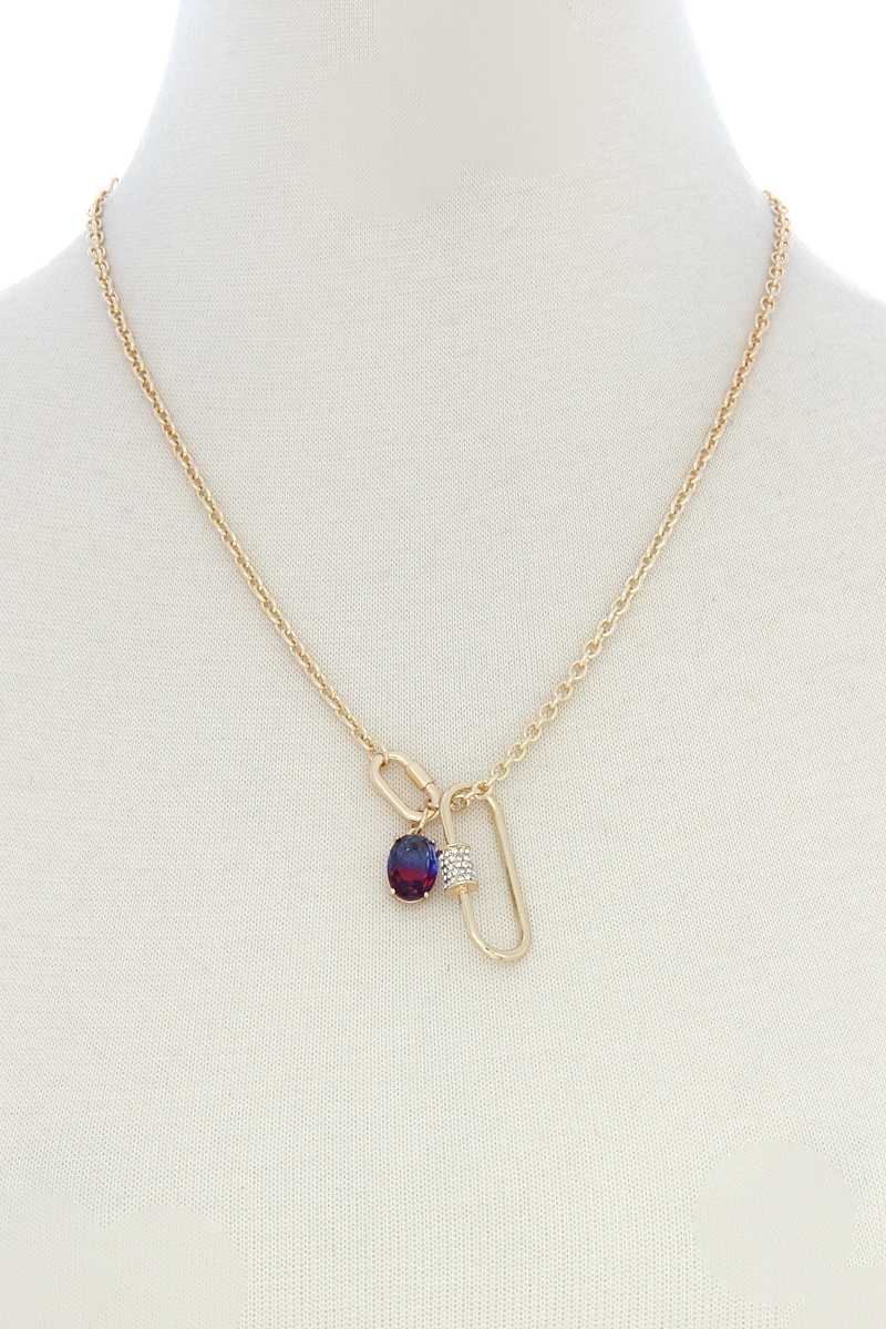 Oval Shape Rhinestone Charm Necklace - Fashion Quality Boutik