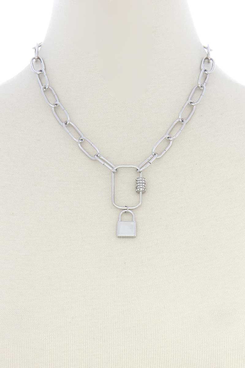 Lock Charm Oval Link Metal Necklace - Fashion Quality Boutik