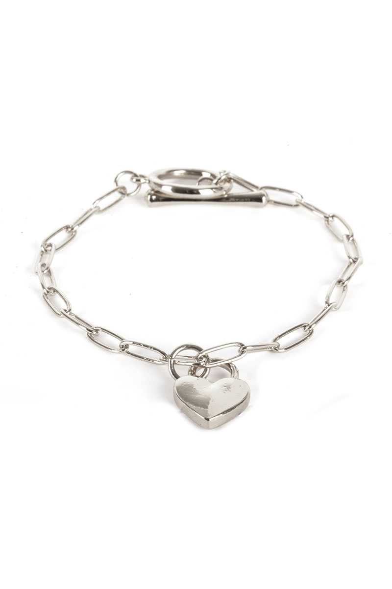 Metal Paper Clip Chain Heart Lock Charm Bracelet - Fashion Quality Boutik