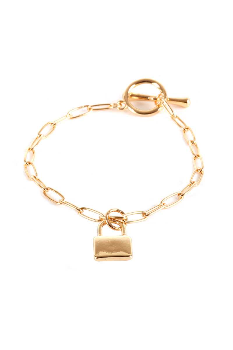 Metal Paper Clip Chain Lock Charm Bracelet - Fashion Quality Boutik
