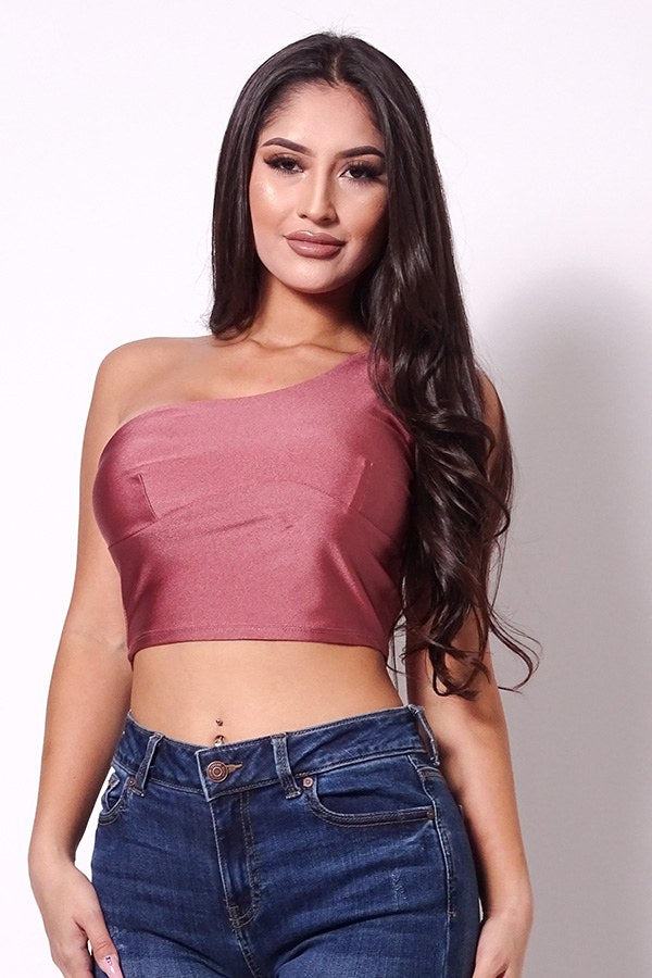 Sleeveless One Shoulder Bustier Crop Top - Fashion Quality Boutik