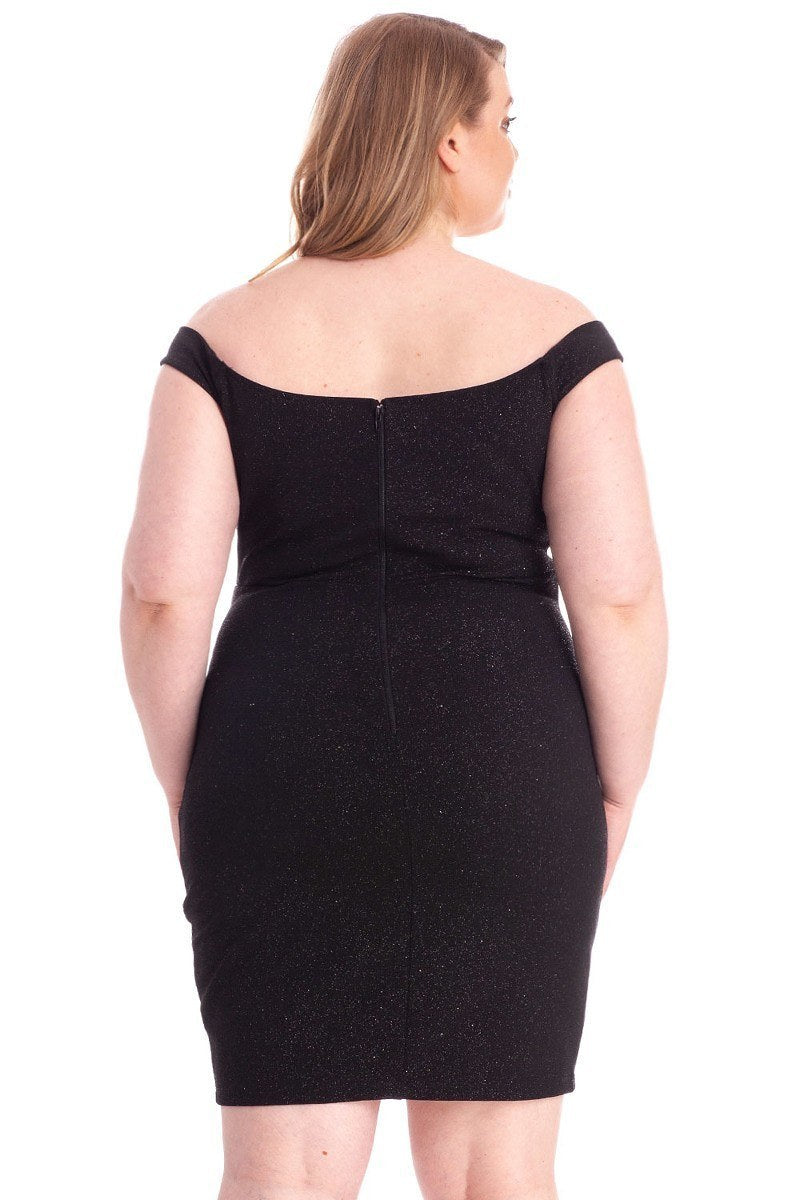 Glittered Off Shoulder Mini Dress - Fashion Quality Boutik