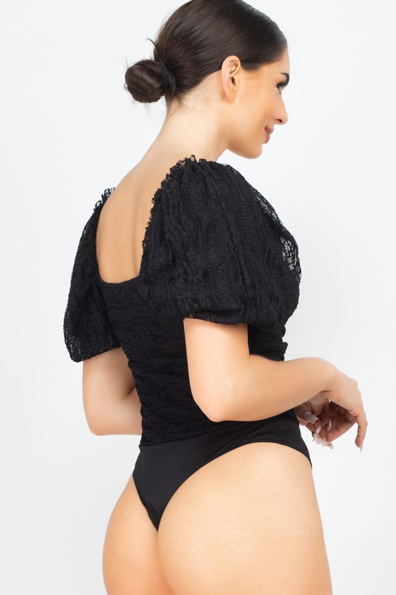 Front-ruched Lace Bodysuit (woven) - Fashion Quality Boutik