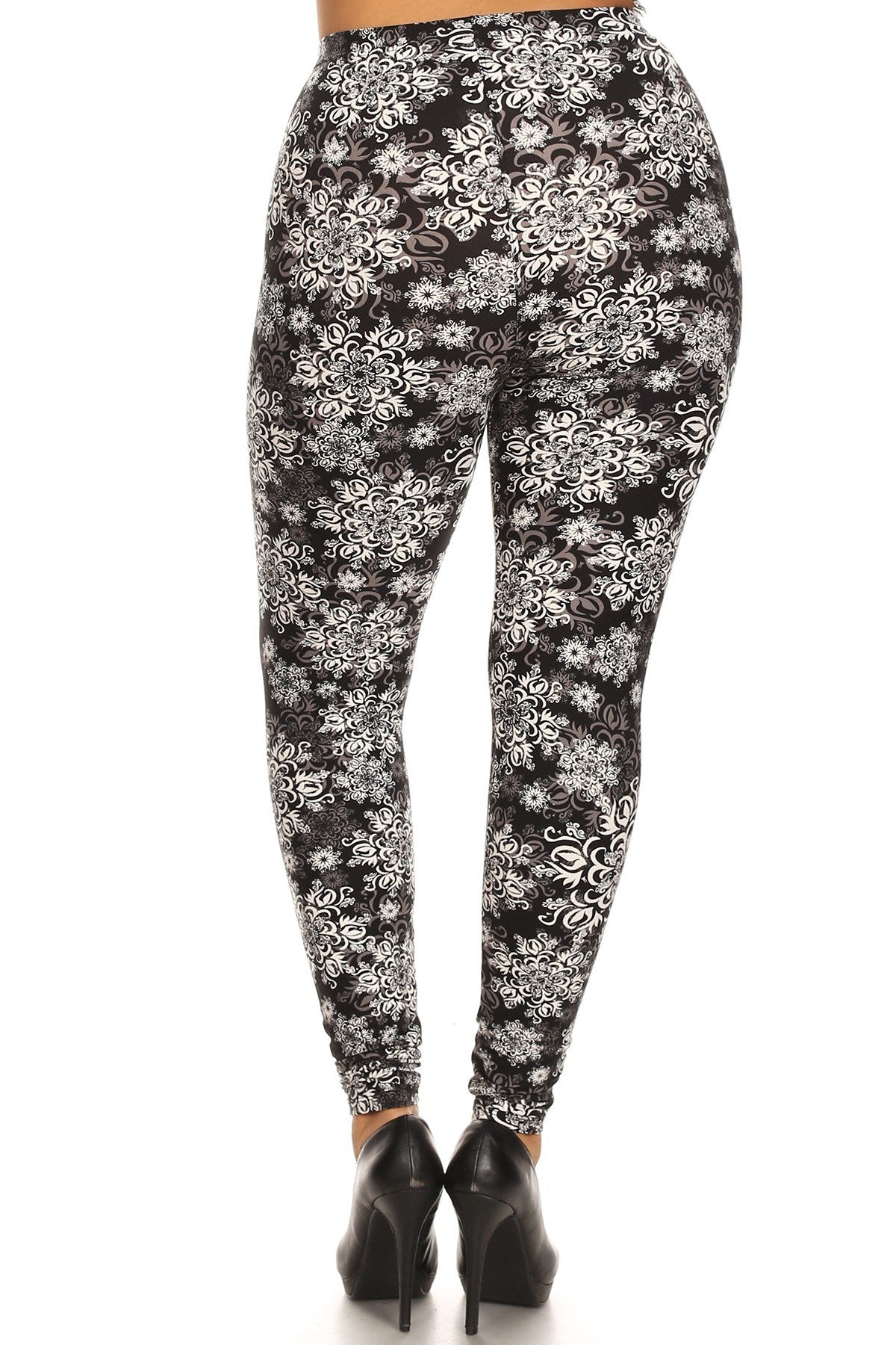 Plus Size Abstract Print, Full Length Leggings In A Slim Fitting Style With A Banded High Waist - Fashion Quality Boutik