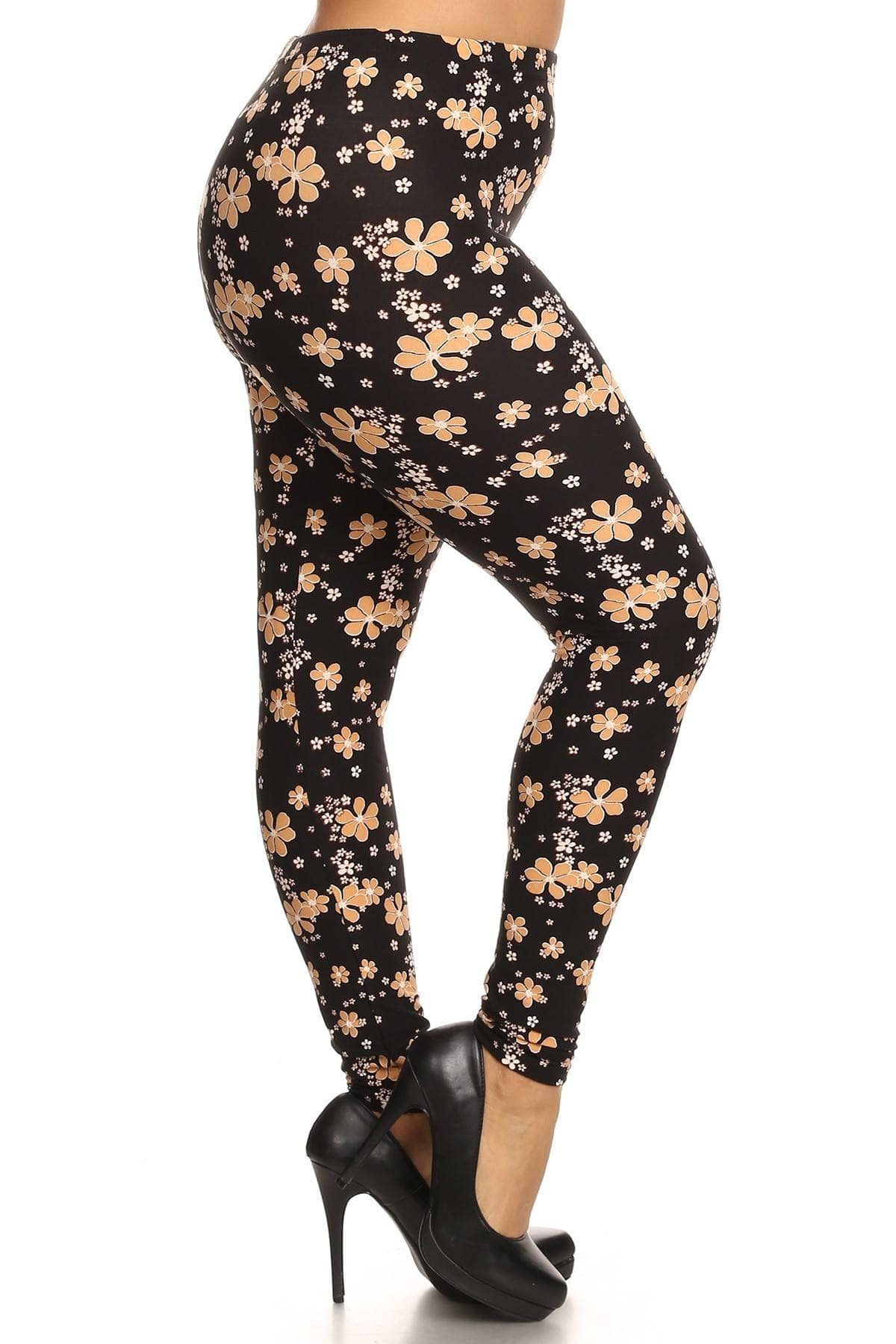 Super Soft Peach Skin Fabric, Floral Graphic Printed Knit Legging With Elastic Waist Detail. High Waist Fit - Fashion Quality Boutik