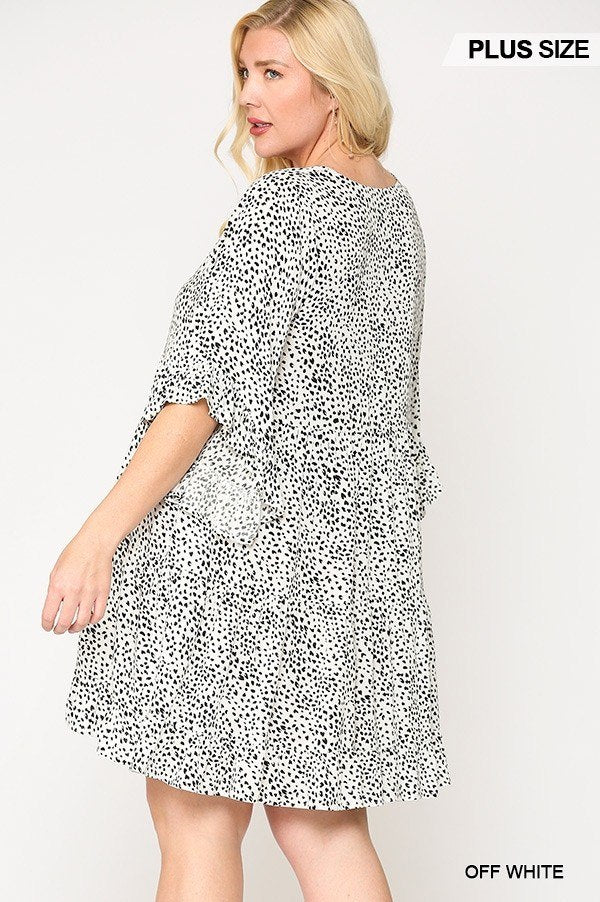 Dot Print Tiered Ruffle Sleeve Dress With Pockets - Fashion Quality Boutik