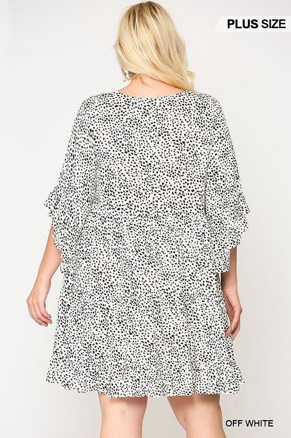 Dot Print Tiered Ruffle Sleeve Dress With Pockets - Fashion Quality Boutik