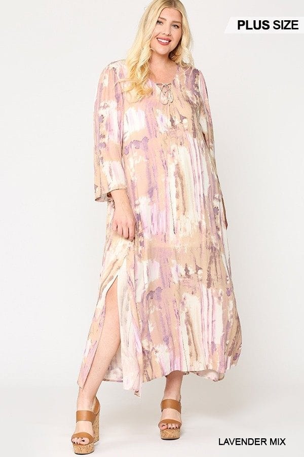 Tie Dye Multi Color Printed Maxi Dress With Lace Up - Fashion Quality Boutik
