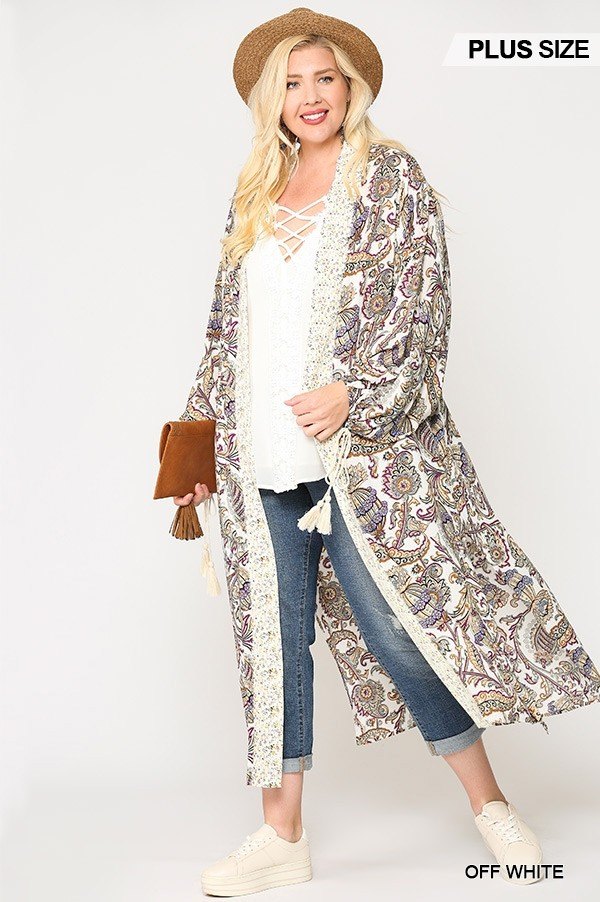 Mix-printed Open Front Kimono With Side Slits - Fashion Quality Boutik
