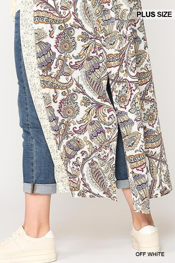 Mix-printed Open Front Kimono With Side Slits - Fashion Quality Boutik