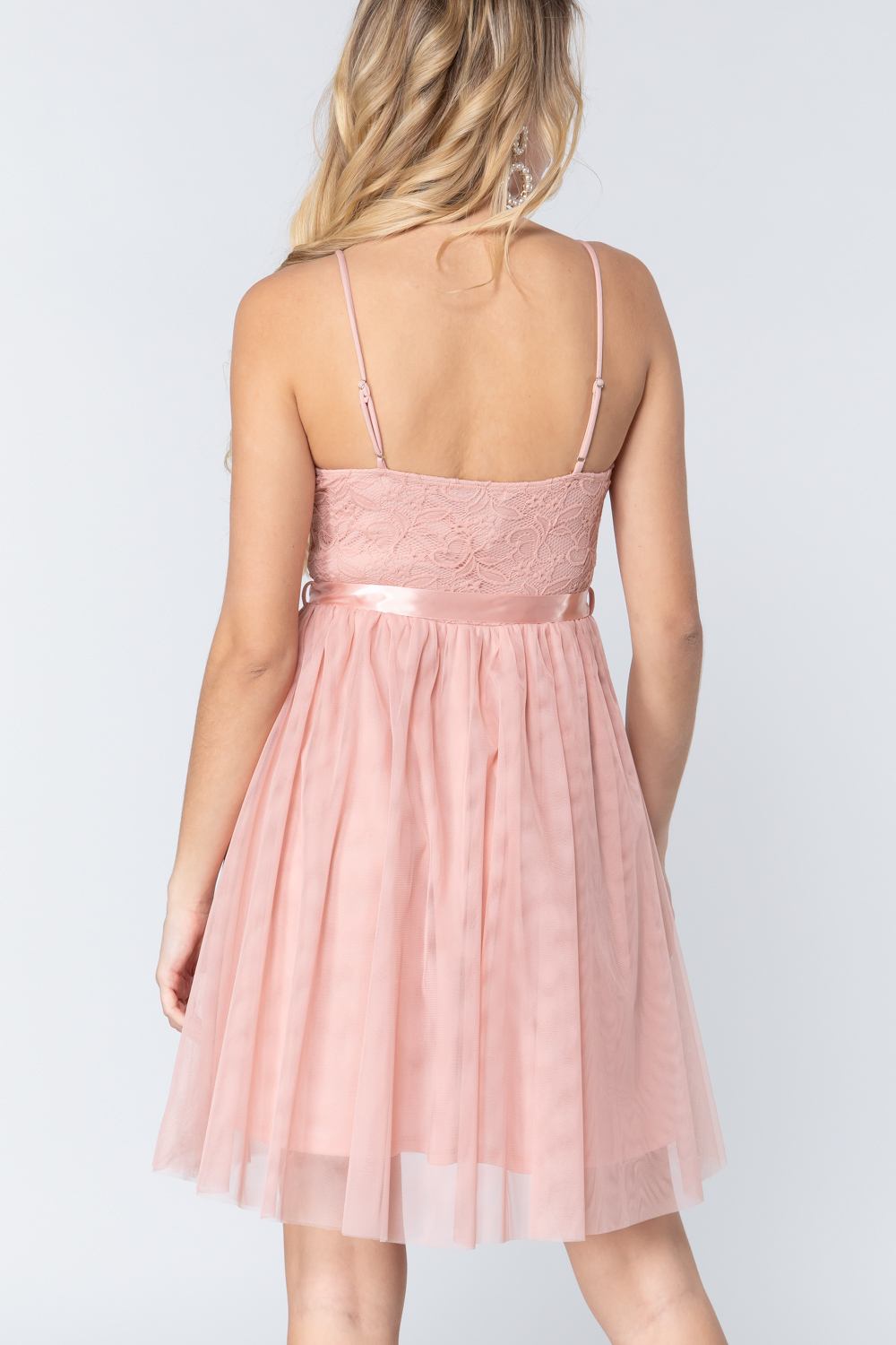 Lace Stiff Meshed Cami Mini Dress - Fashion Quality Boutik
