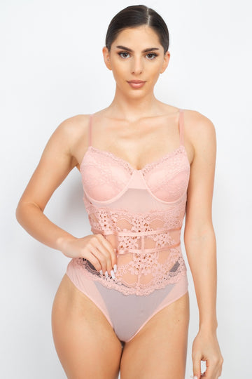 Sheer Lace Floral Padded Bodysuit - Fashion Quality Boutik