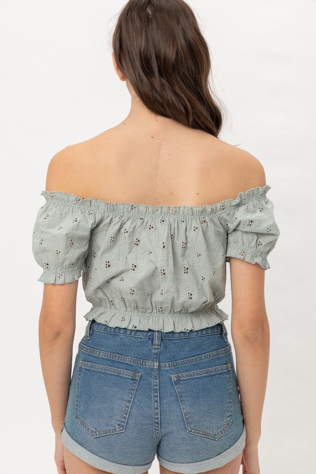 Off Shoulder, Cropped Top Puff Sleeve - Fashion Quality Boutik