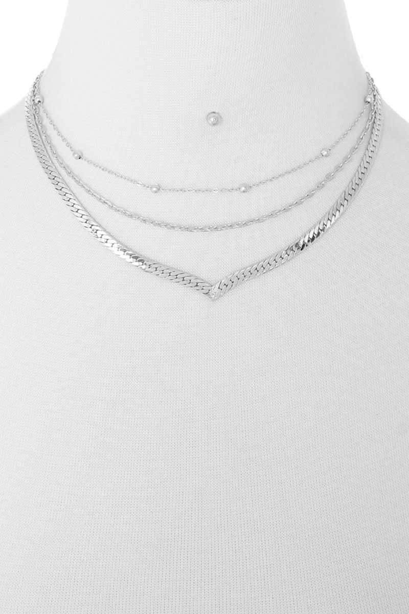 3 Layered Metal Chain Multi Necklace - Fashion Quality Boutik