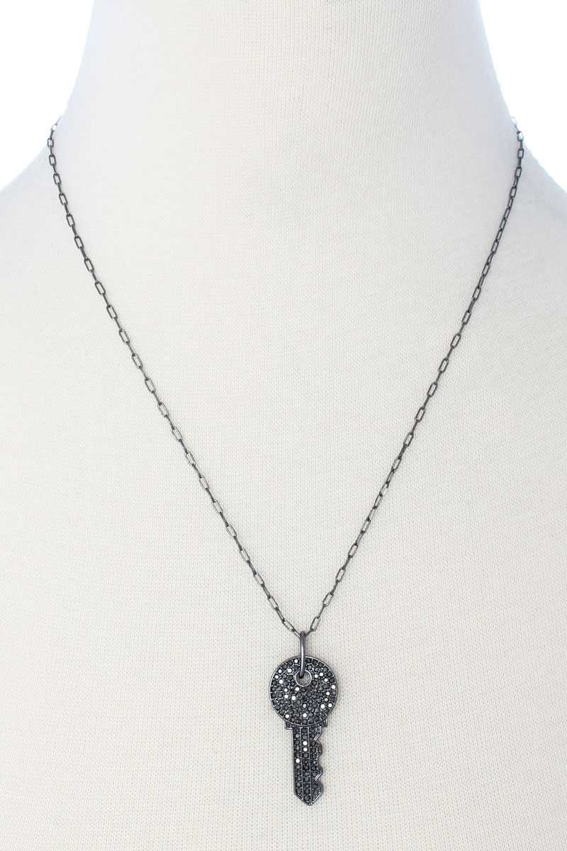 Rhinestone Key Pendant Long Necklace - Fashion Quality Boutik