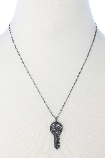 Rhinestone Key Pendant Long Necklace - Fashion Quality Boutik