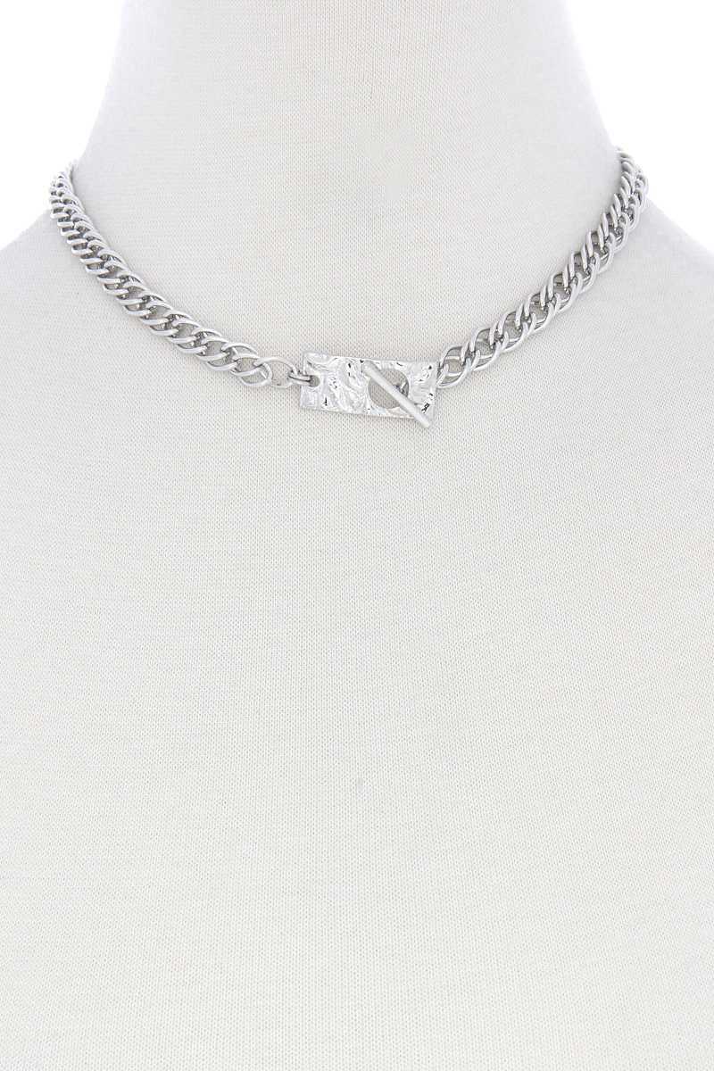 Hammered Rectangle Toggl Clasp Necklace - Fashion Quality Boutik