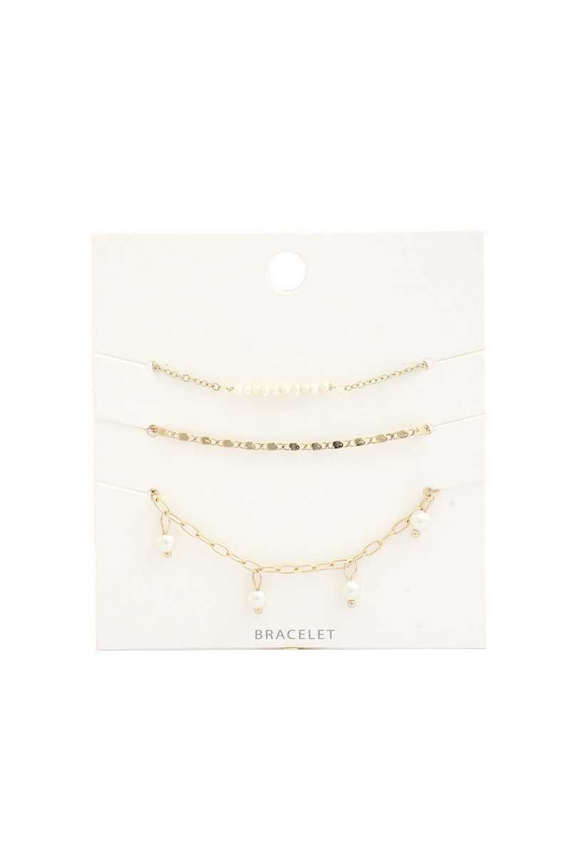 Pearl Oval Link Bracelet Set - Fashion Quality Boutik
