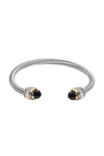 Metal Color Stone Open Cuff Bracelet - Fashion Quality Boutik