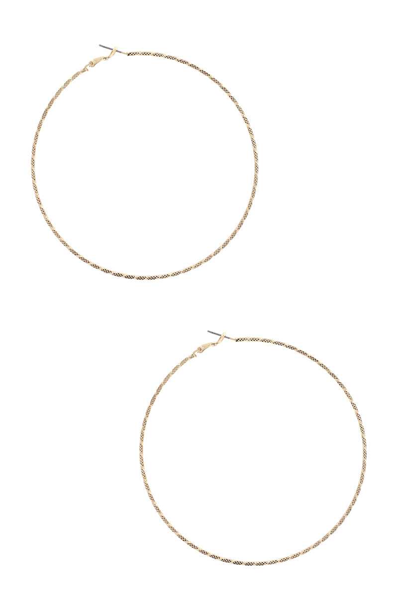 Textured Lined Metal Hoop Earring - Fashion Quality Boutik