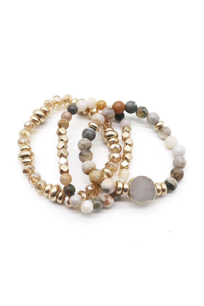 Natural Stone Bead Stretch Multi Bracelet - Fashion Quality Boutik
