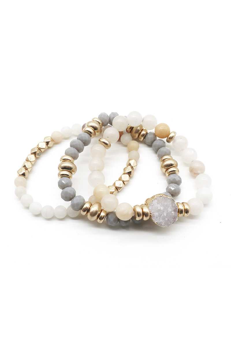 Natural Stone Bead Stretch Multi Bracelet - Fashion Quality Boutik