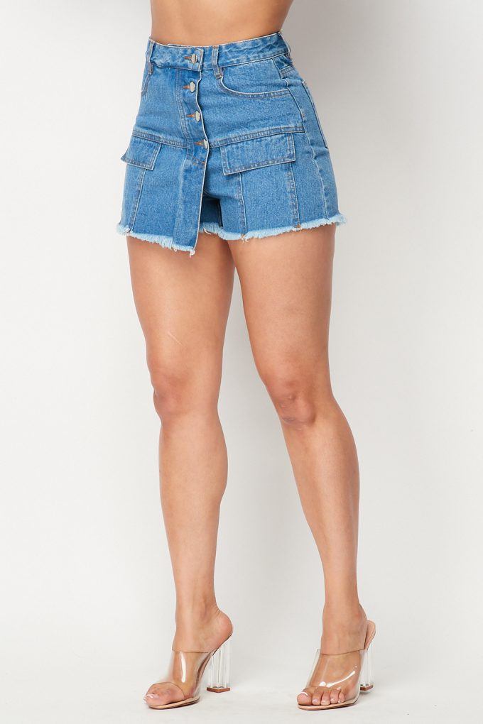 High Waisted Layered Denim Shorts With Pockets - Fashion Quality Boutik