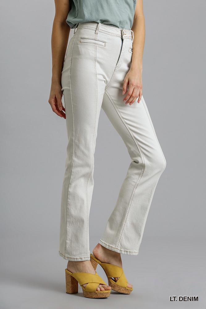 Panel Straight Cut Denim Jeans With Pockets - Fashion Quality Boutik