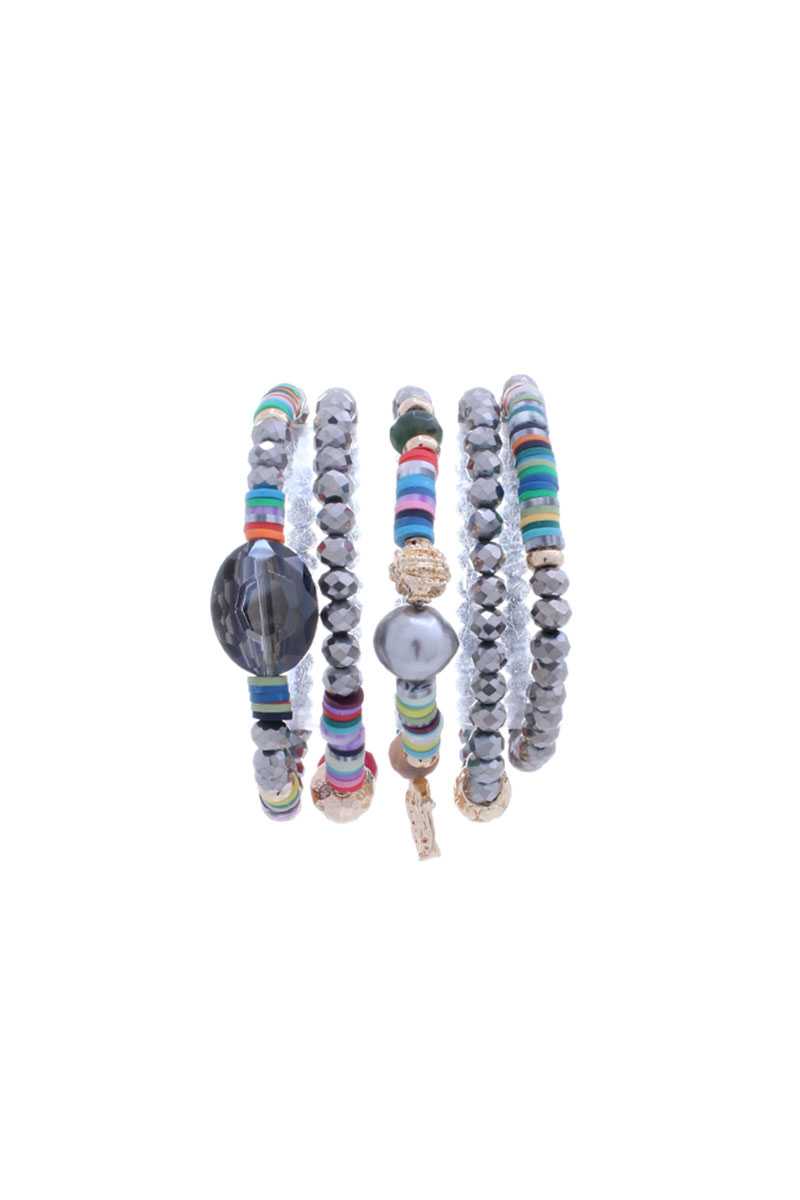 Glass Bead Multi Color Stretch Multi Bracelet - Fashion Quality Boutik