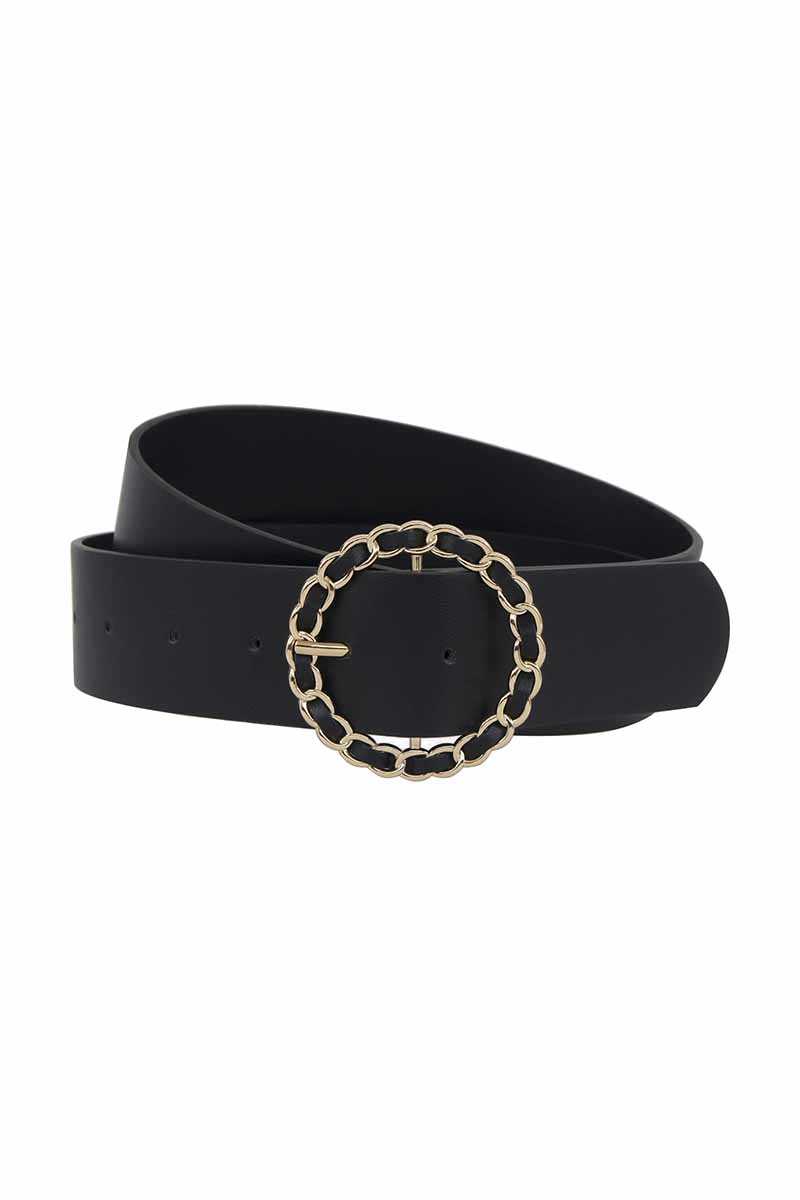 Pu Looped Circle Chain Buckle Belt - Fashion Quality Boutik