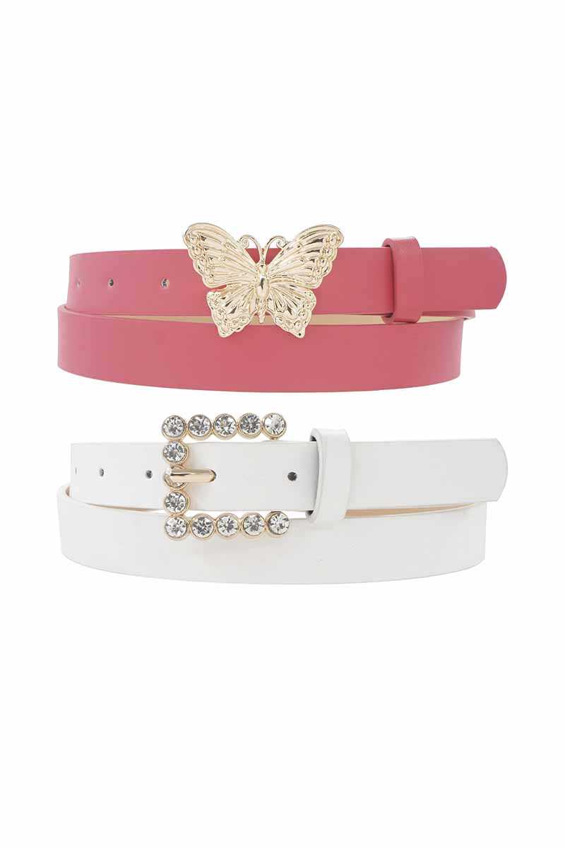 Mini Square Pearl And Butterfly Buckle Duo Belt - Fashion Quality Boutik