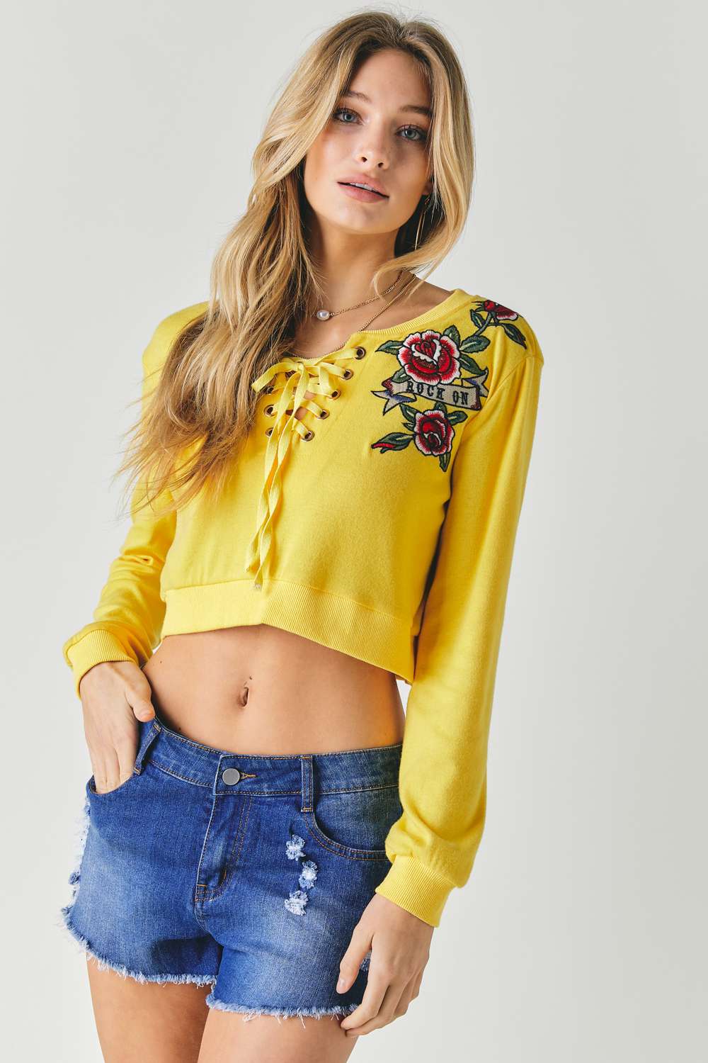 Floral Embroidered Cropped Sweatshirt - Fashion Quality Boutik