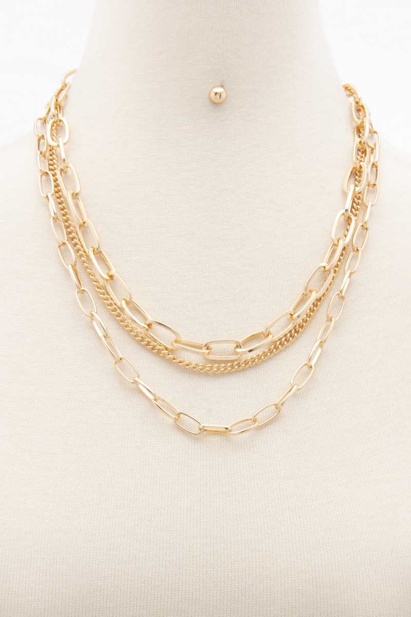Oval Link Layered Necklace - Fashion Quality Boutik