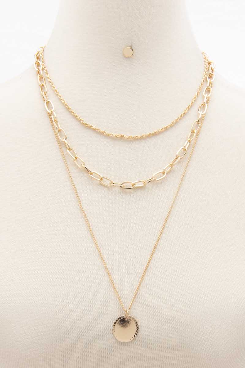 Coin Charm Oval Link Layered Necklace - Fashion Quality Boutik