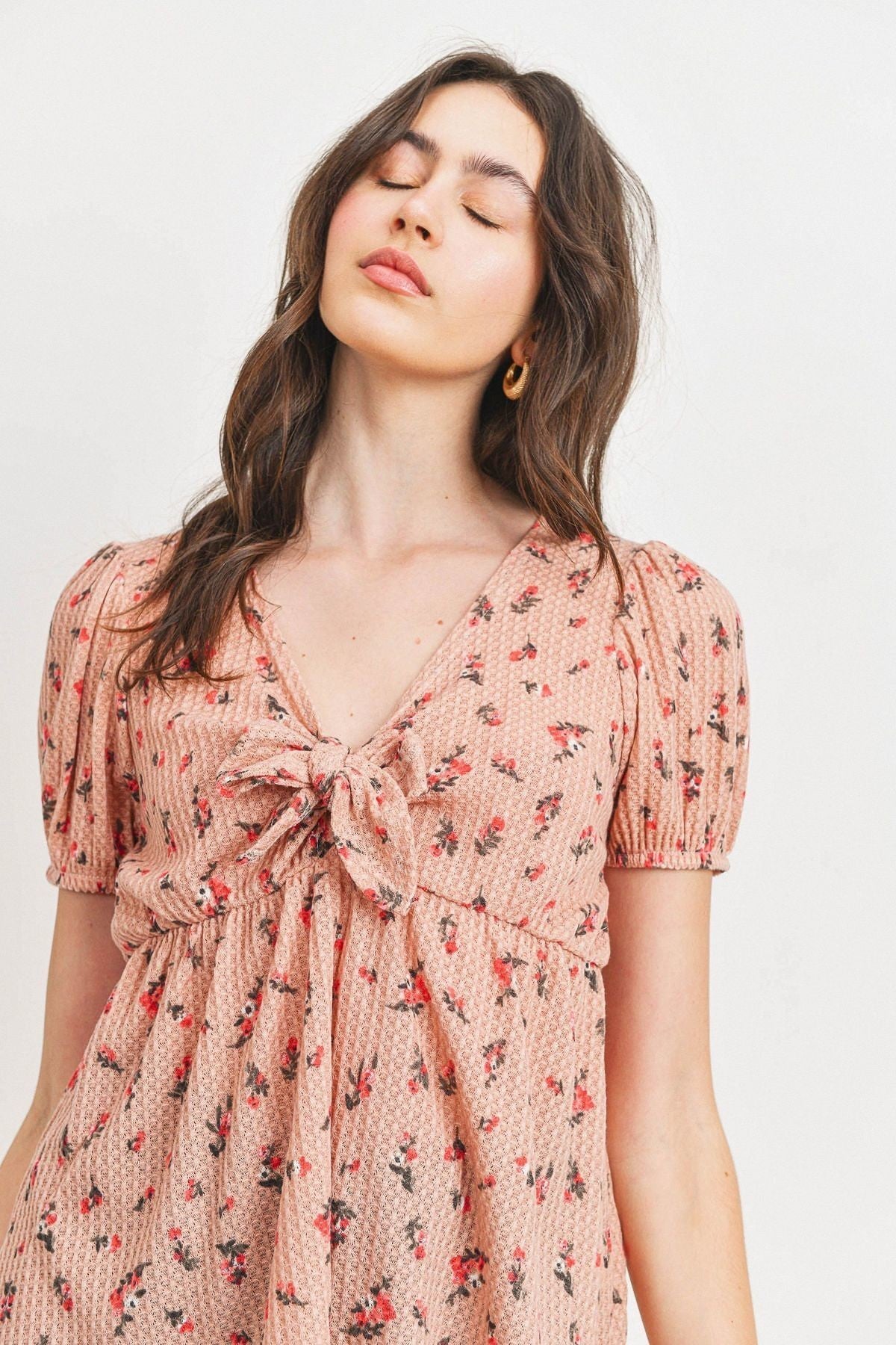 Front Tie Floral Waffle Top - Fashion Quality Boutik