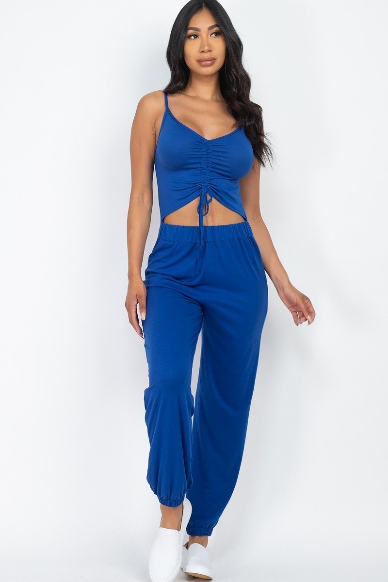 Front Ruched With Adjustable String Cami Casual/summer Jumpsuit - Fashion Quality Boutik