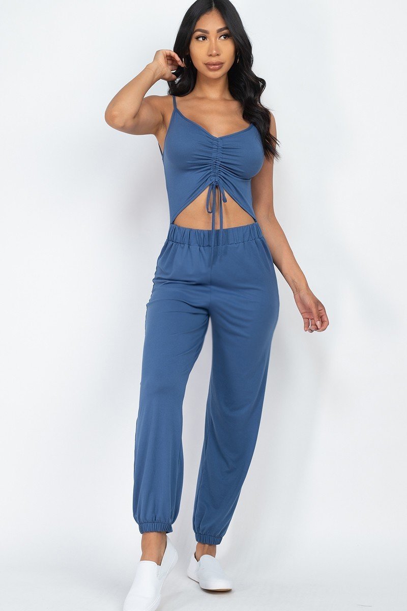 Front Ruched With Adjustable String Cami Casual/summer Jumpsuit - Fashion Quality Boutik