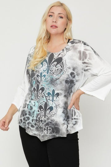 Cheetah Print Top Featuring A Round Neckline And 3/4 Bell Sleeves - Fashion Quality Boutik