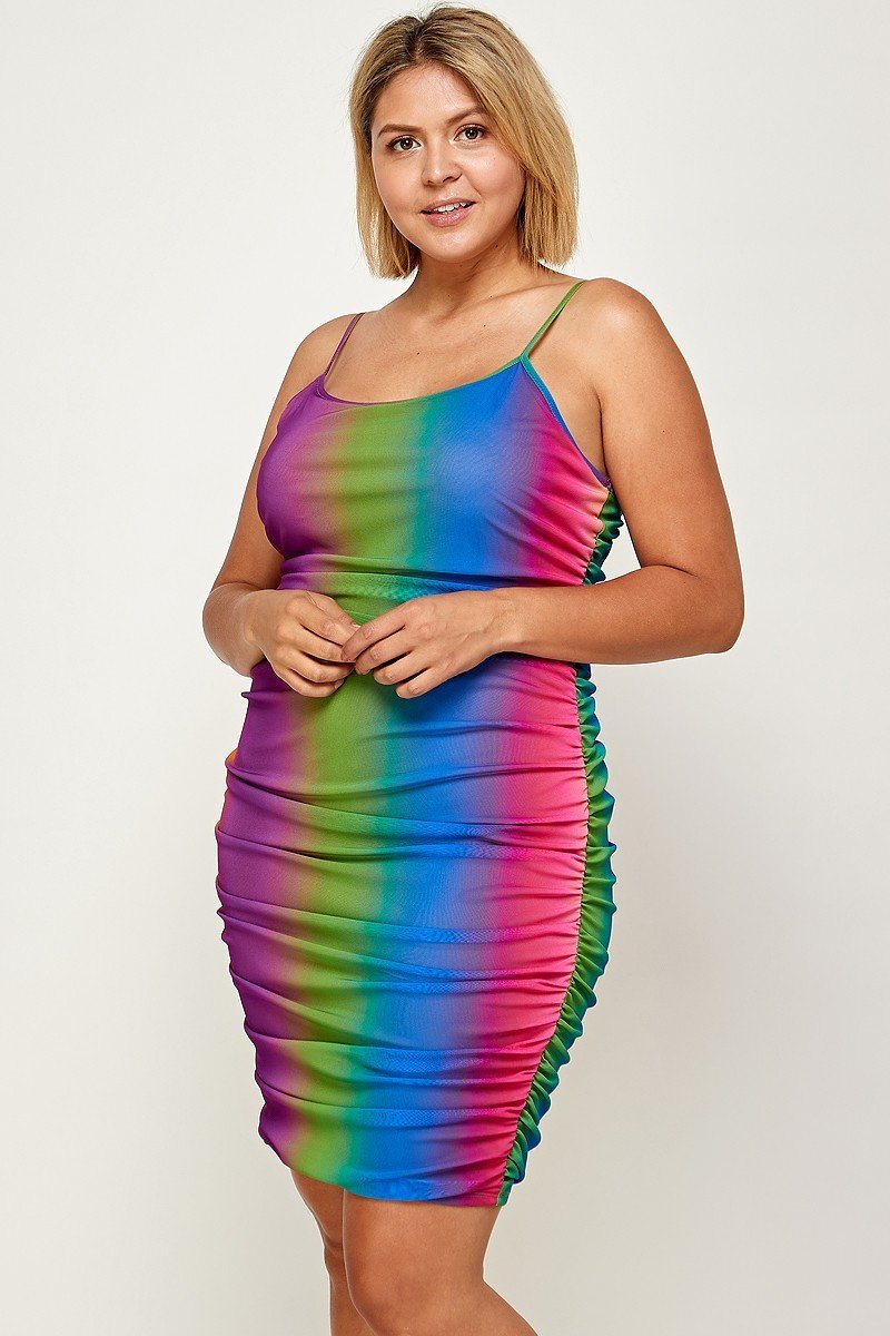 Plus Size Rainbow Ombre Print Cami Dress - Fashion Quality Boutik