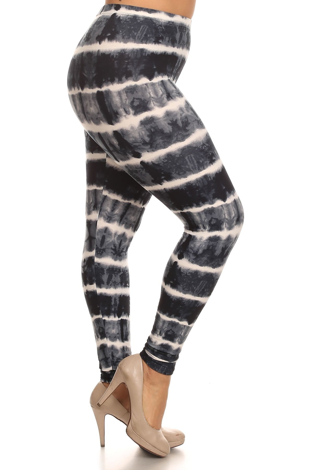 Plus Size Tie Dye Print, Full Length Leggings In A Fitted Style With A Banded High Waist - Fashion Quality Boutik