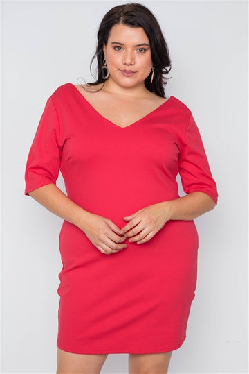 Plus Size Red Back Lace Detail Mini Dress - Fashion Quality Boutik