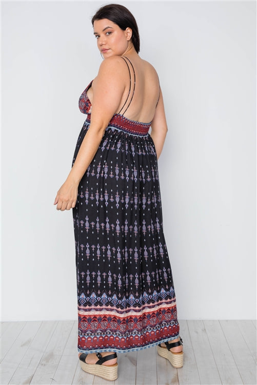 Plus Size Multi Black Paisley Print Maxi Boho Dress - Fashion Quality Boutik