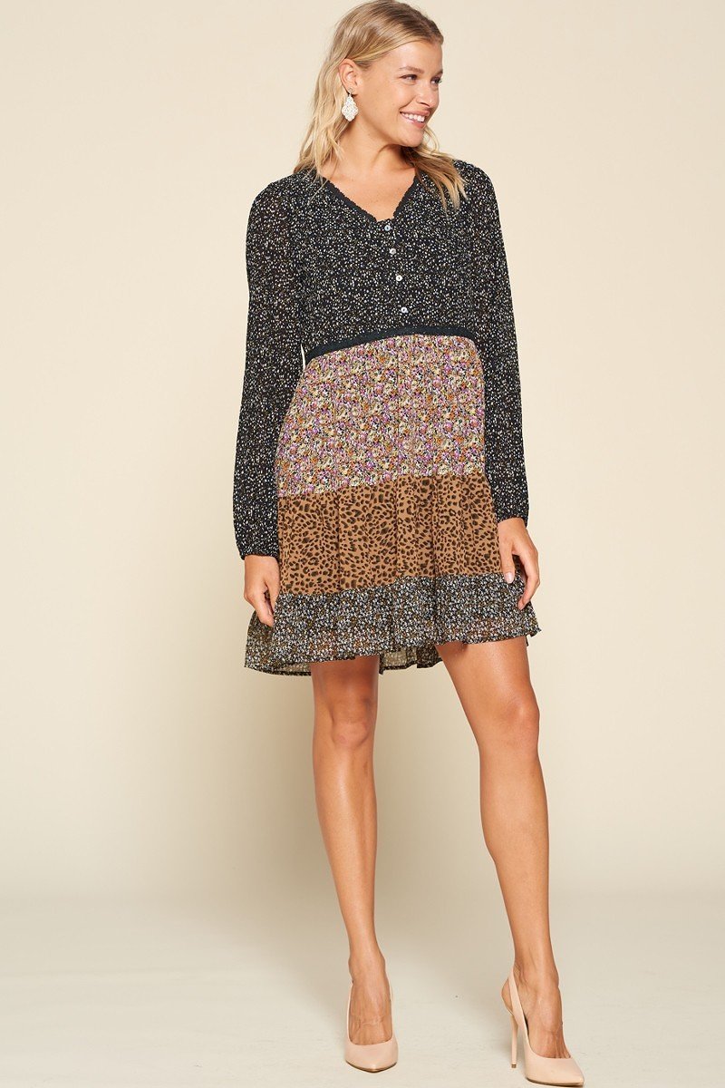 Printed Block Woven Mini Dress - Fashion Quality Boutik