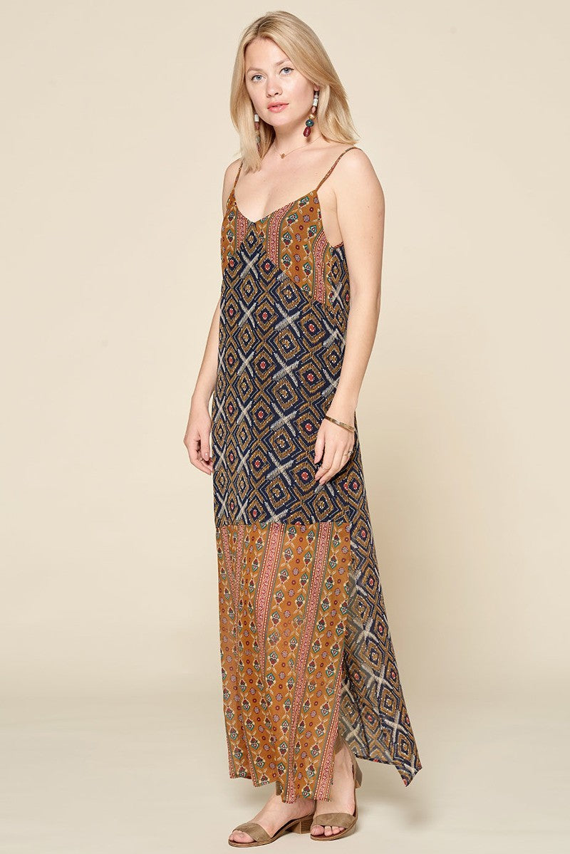 Mixed Printed Chiffon Maxi Slip Dress - Fashion Quality Boutik