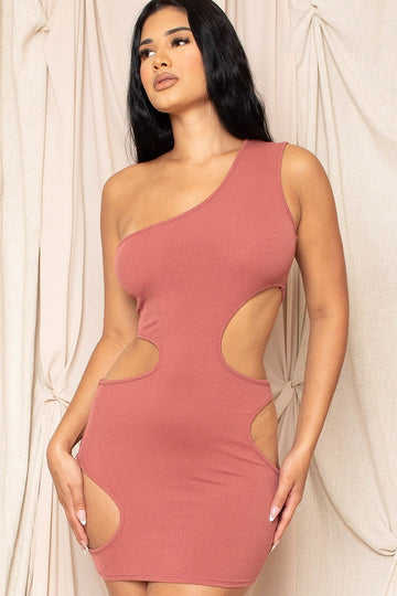 One Shoulder Cutout Mini Dress - Fashion Quality Boutik